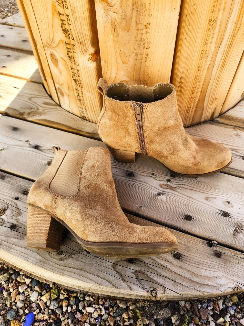 DV by Dolce Vita Taupe Suede Chelsea Ankle Booties Size 8